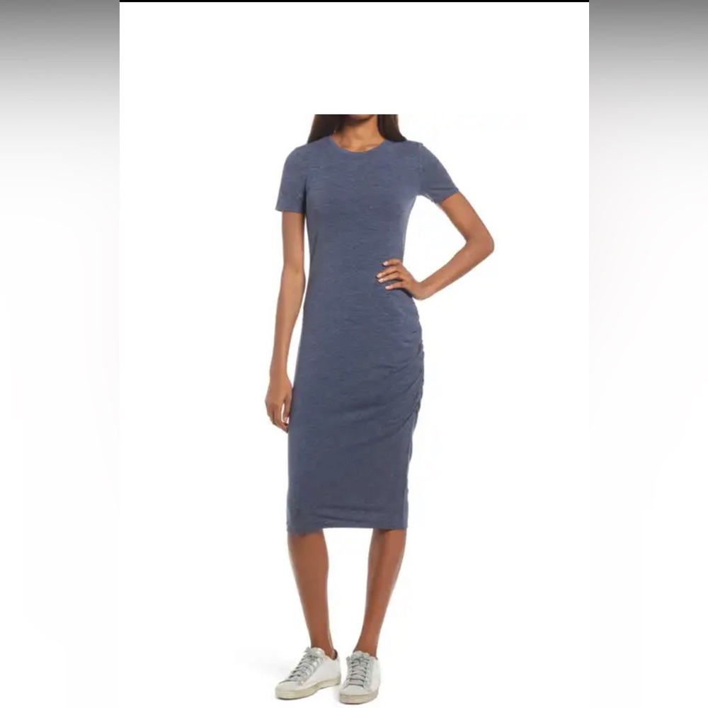 Treasure & Bond Women's S Side Ruched Body-con Dress In Navy Iris Heather